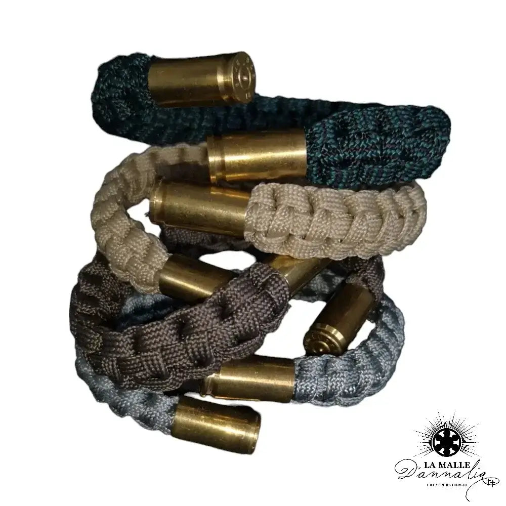 Bracelet Jonc Semi Rigide Paracorde Douille Percutée 9mm Laiton